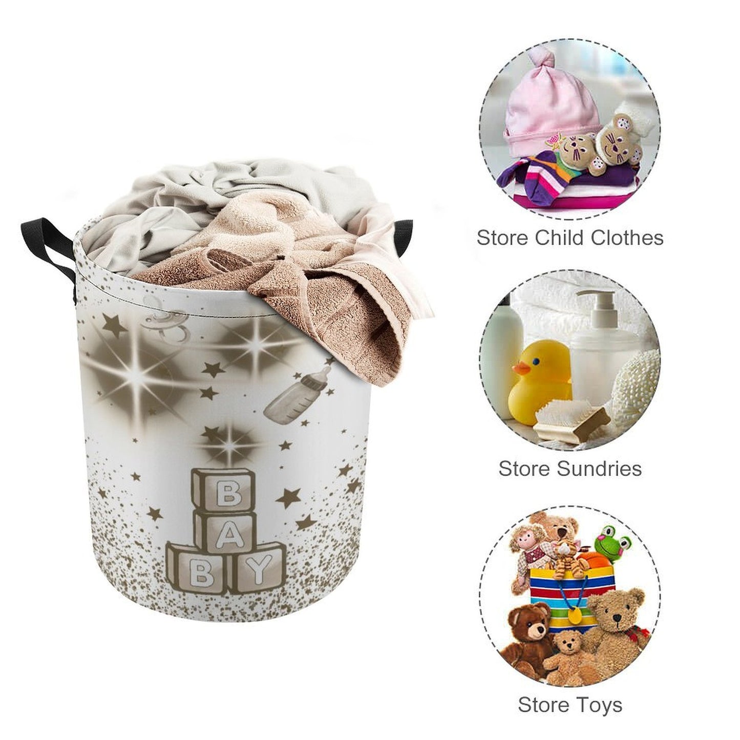 Baby Stars Drawstring Laundry Basket 44x35cm