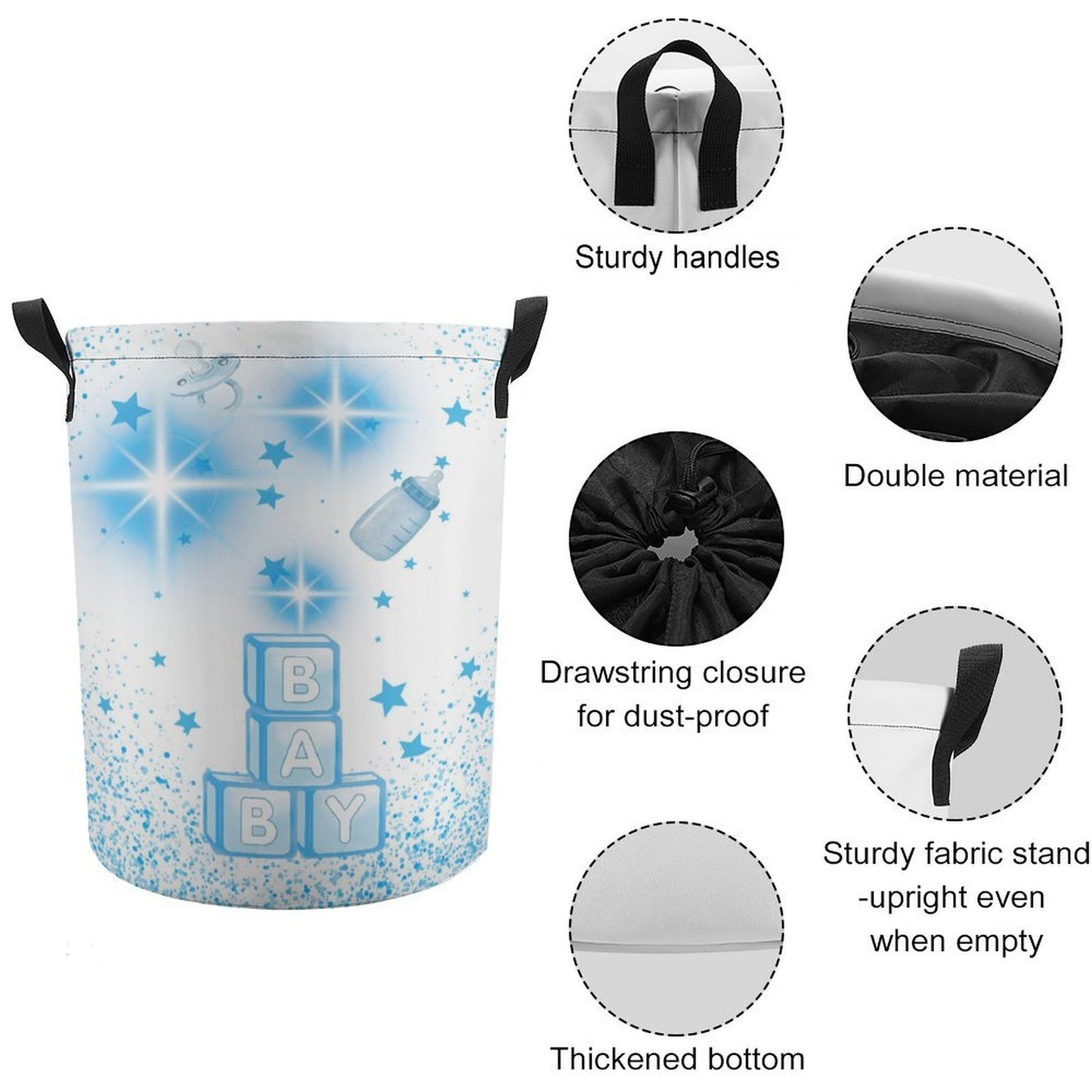 Baby Stars Drawstring Laundry Basket 44x35cm