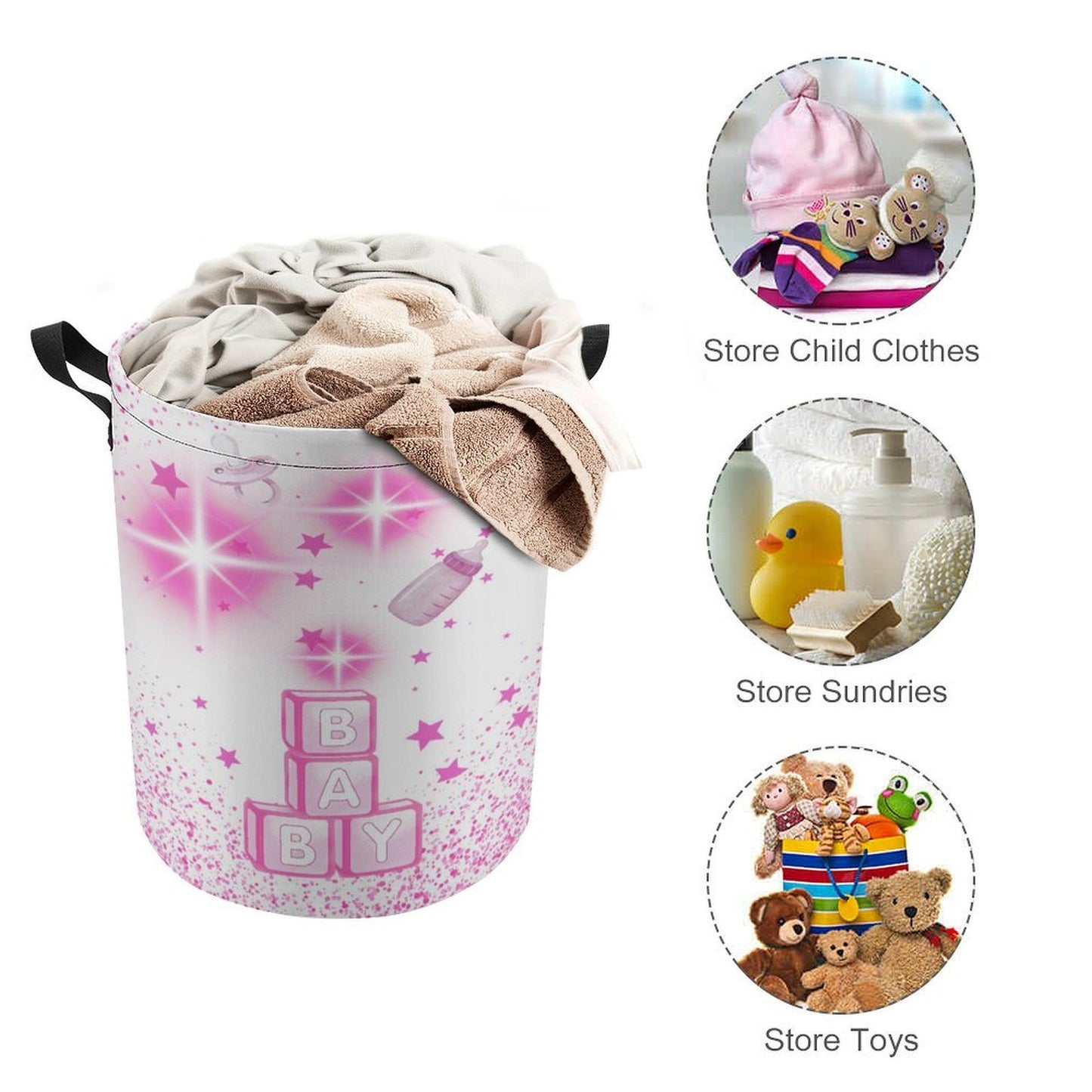 Baby Stars Drawstring Laundry Basket 44x35cm