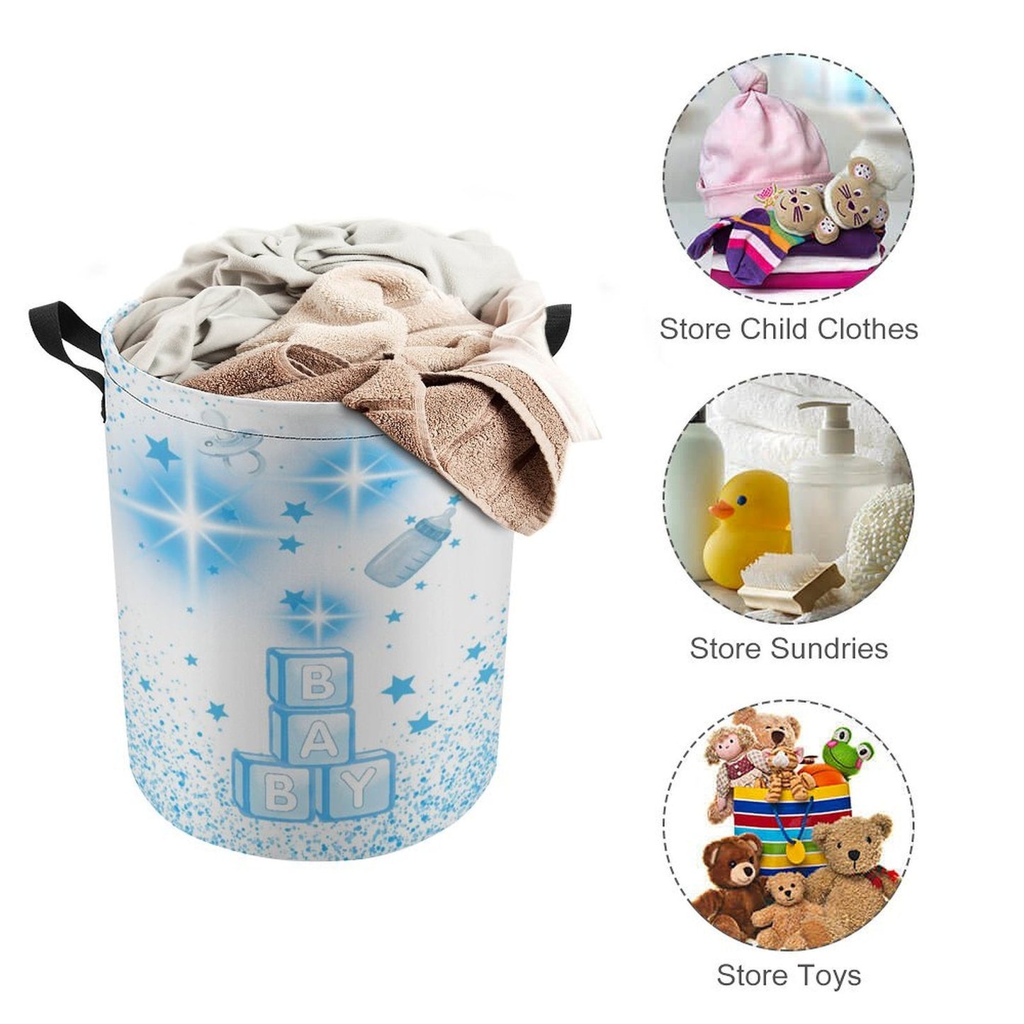 Baby Stars Drawstring Laundry Basket 44x35cm