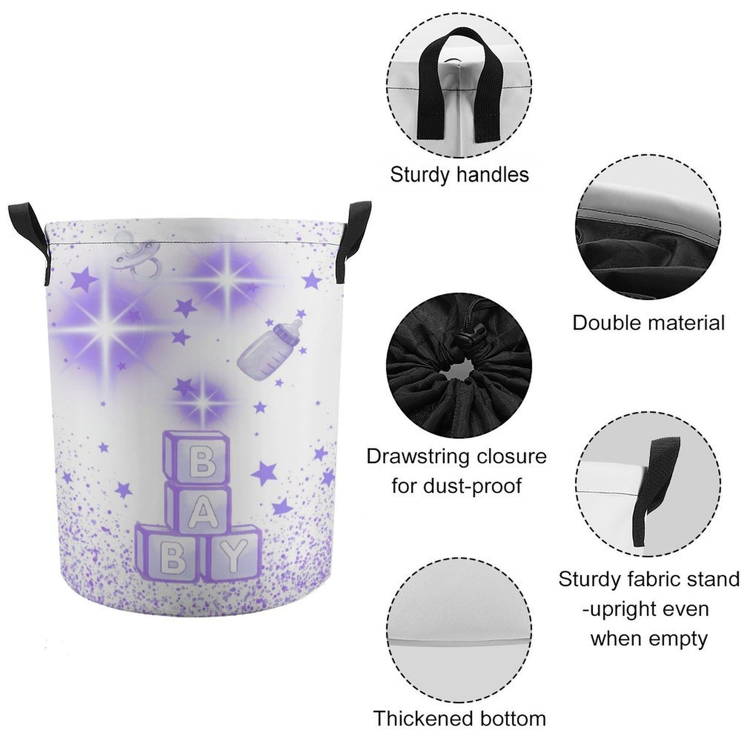 Baby Stars Drawstring Laundry Basket 44x35cm