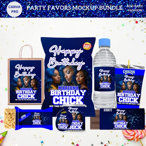 Birthday Chick Party Favors Bundle and mockup